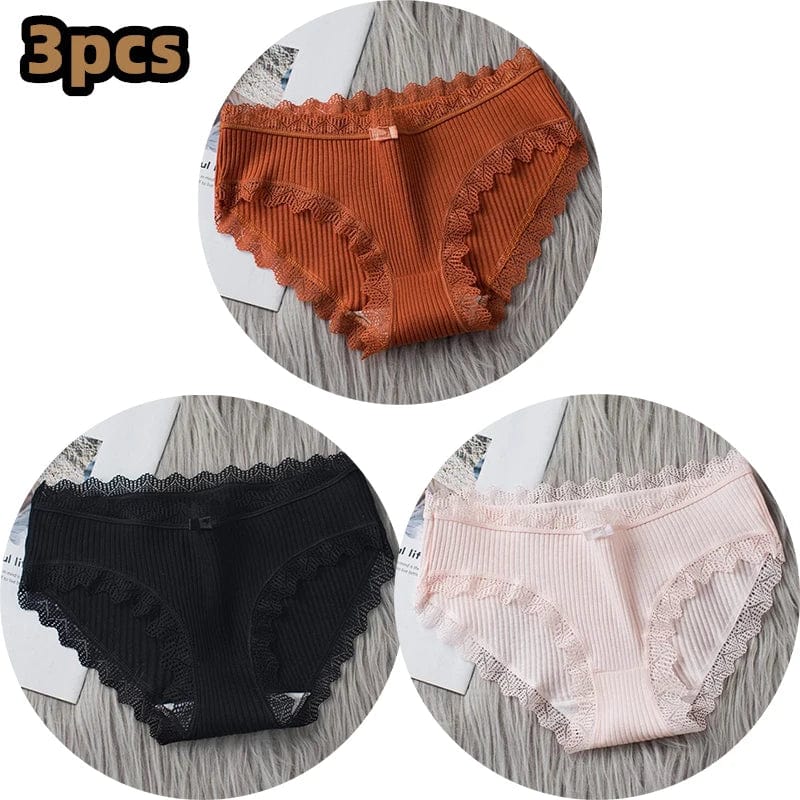 18 / XL / 3pcs 3PCS/lot Cotton Panties Women Comfortable Underwears Sexy Middle-Waisted Underpants Female Lingerie Big Size Ladies Briefs