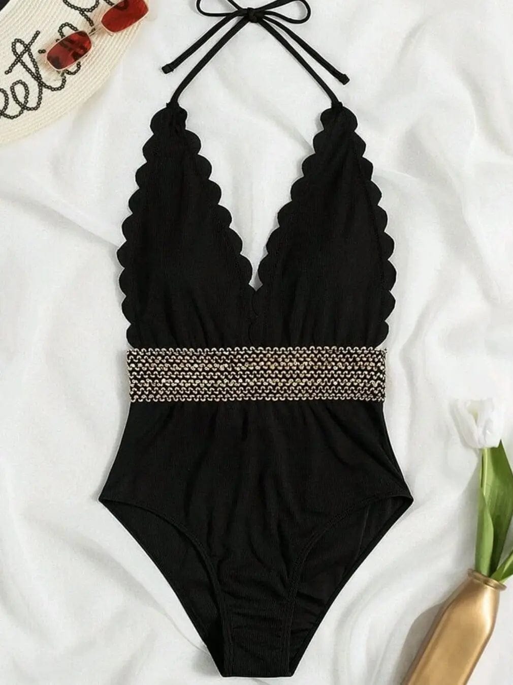 2022 Black One Piece Swimsuit