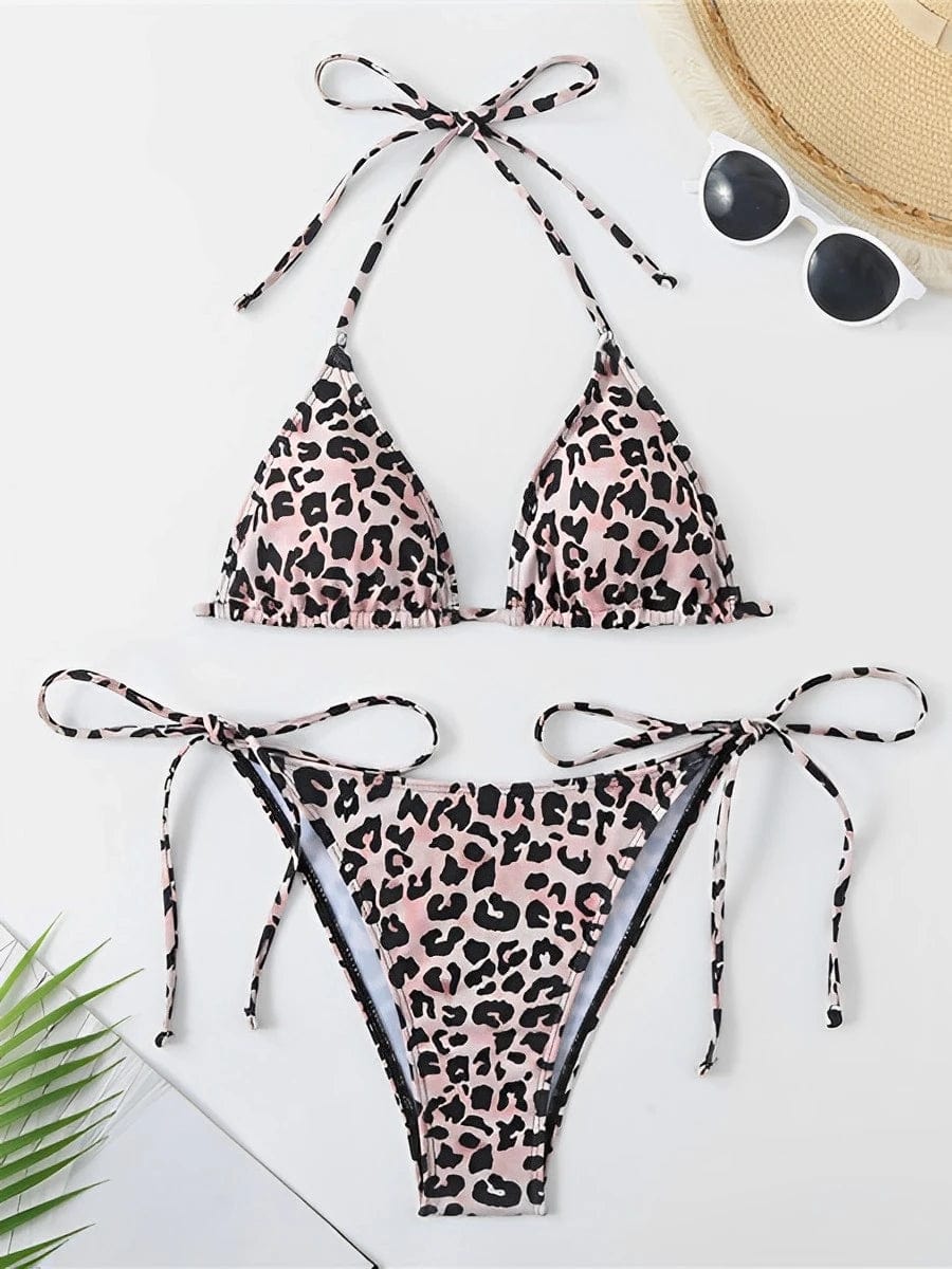 2024 Leopard Halter String Two Piece Triangle Bikini