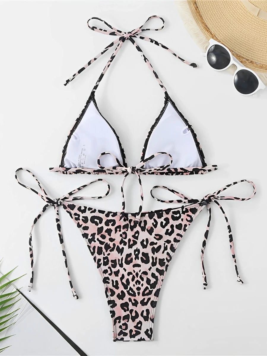 2024 Leopard Halter String Two Piece Triangle Bikini