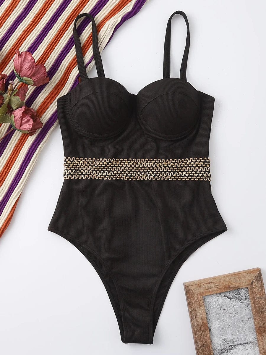 2024 Push Up Black Bodysuit Swimsuit Women One Piece Sexy