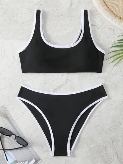 2024 Solid Sporty Two Piece Bikini Swimsuit