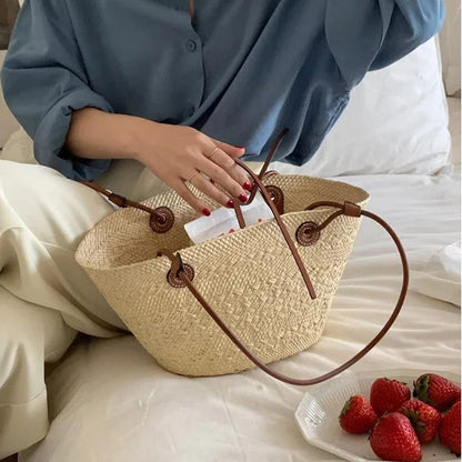 2024 Women Summer Straw Bag Hand Bag Famous Brand Beach Bags Luxury Designer Raffia Handbag Travel Ladies Basket Tote Carrycot