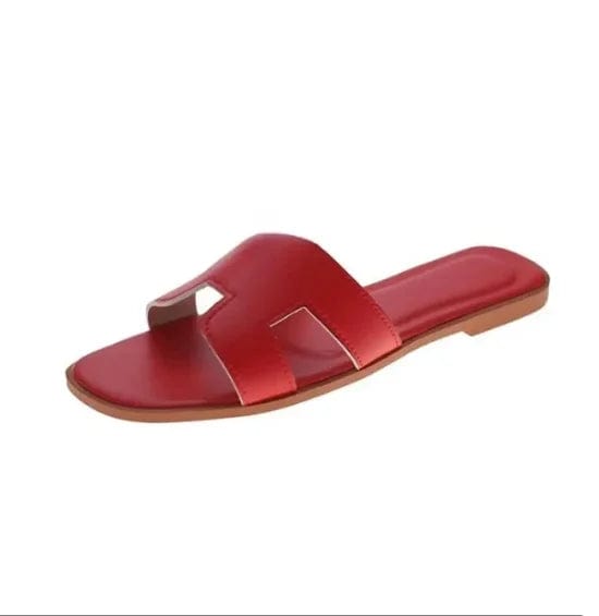 41 / Red trend New Summer Slippers Women Flat Luxury Outdoor Beach Flip Flops Female Sandals Trend Brand Design Slides Shoes Woman