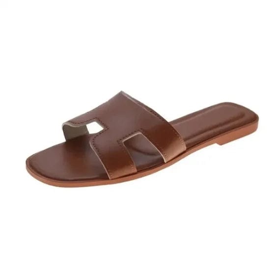 42 / Brown trend New Summer Slippers Women Flat Luxury Outdoor Beach Flip Flops Female Sandals Trend Brand Design Slides Shoes Woman