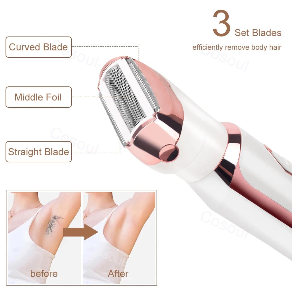 4in1 4 in 1 Electric Razor for Women Shaver Lady Shaver Body Hair Trimmer for Armpit Bikini Arm Leg Face Mustache Portable Painless