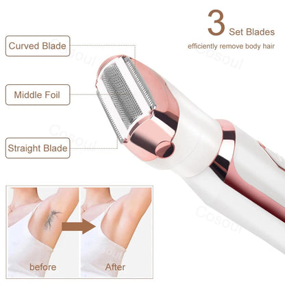 4in1 4 in 1 Electric Razor for Women Shaver Lady Shaver Body Hair Trimmer for Armpit Bikini Arm Leg Face Mustache Portable Painless