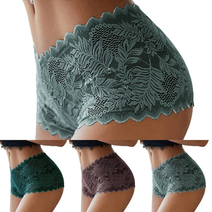 5XL Casual Woman Lace Floral Mesh Lingerie Plus Size Boxer Briefs Knicker Underwear Panties Underpants Briefs For Women Clothing