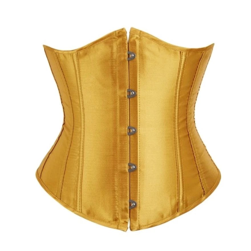 7055turmeric / M Women Gothic Sexy Satin Underbust Corset Bustier Top Waist Cincher Slimming Body Shaper Corsets Bustiers Lingerie Plus Size