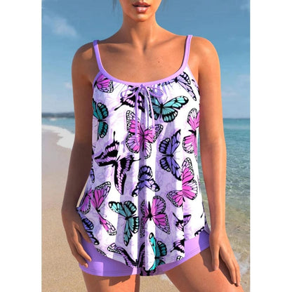 8671-purple / L 2023 Swimwear Summer Beach Wear Two Piece Beach Swimwear 3D Print Tankinis Swimming New Tankinis Set Women's Fashion Monokini