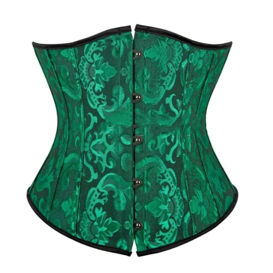 9427Balck Green / S Women Gothic Sexy Satin Underbust Corset Bustier Top Waist Cincher Slimming Body Shaper Corsets Bustiers Lingerie Plus Size