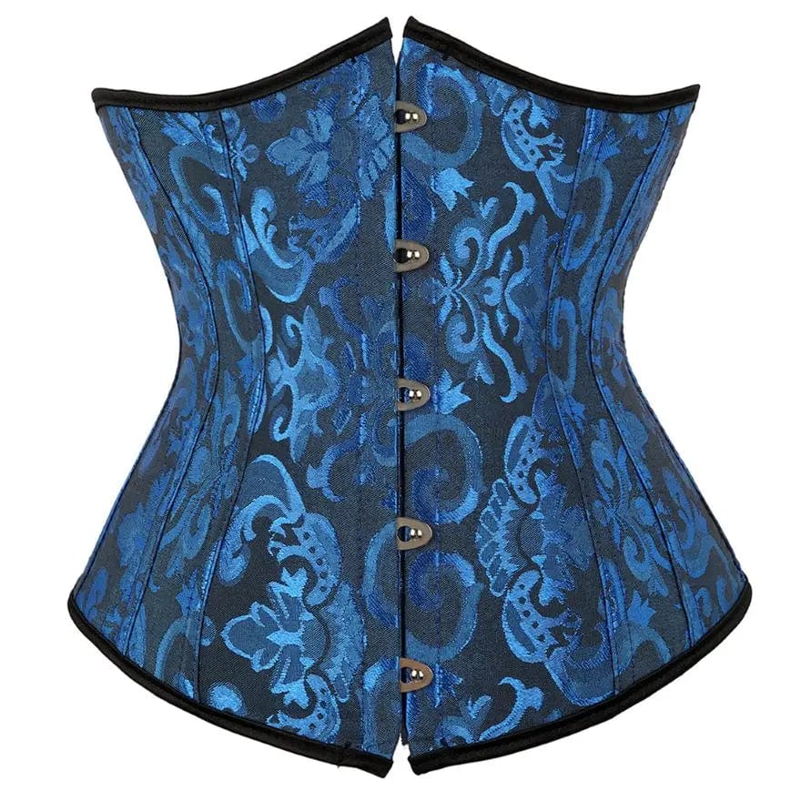 9427Black Blue / S Women Gothic Sexy Satin Underbust Corset Bustier Top Waist Cincher Slimming Body Shaper Corsets Bustiers Lingerie Plus Size