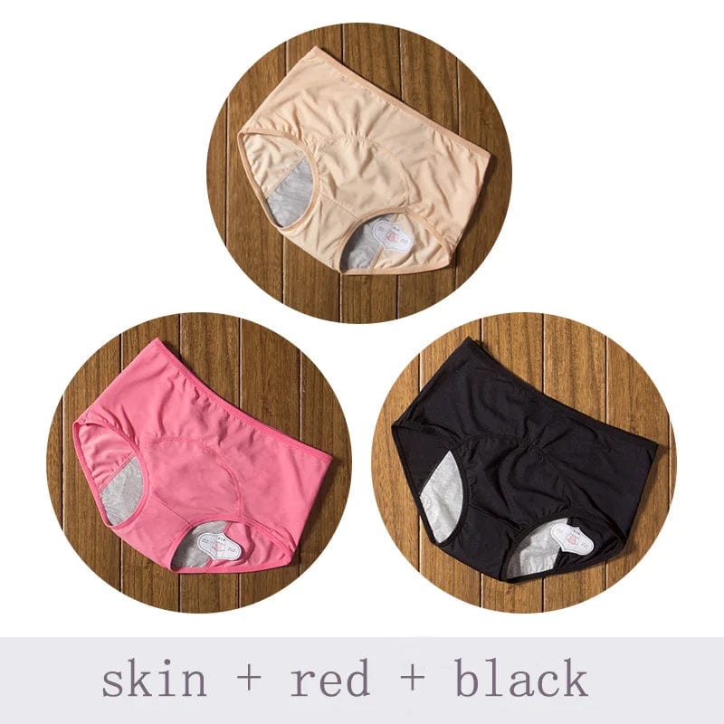 Apricot Pink Black / XXXL(Waist74-80cm) / 3pcs 3pcs/Set Leak Proof Menstrual Panties Women Period Underwear Sexy Pants Incontinence Underwear Briefs Dropshipping DULASI