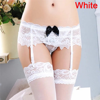 as pic Women's Sexy Lingerie Lace Garter Suspenders Transparent Underwear Adjustable Double Breasted Waist Belt For Stockings