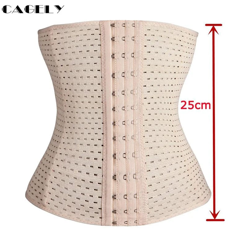 Beige / S Women's Fajas waist trainer postpartum support tummy control slimming sheath flat belly girdle body shapewear wrap belt corset