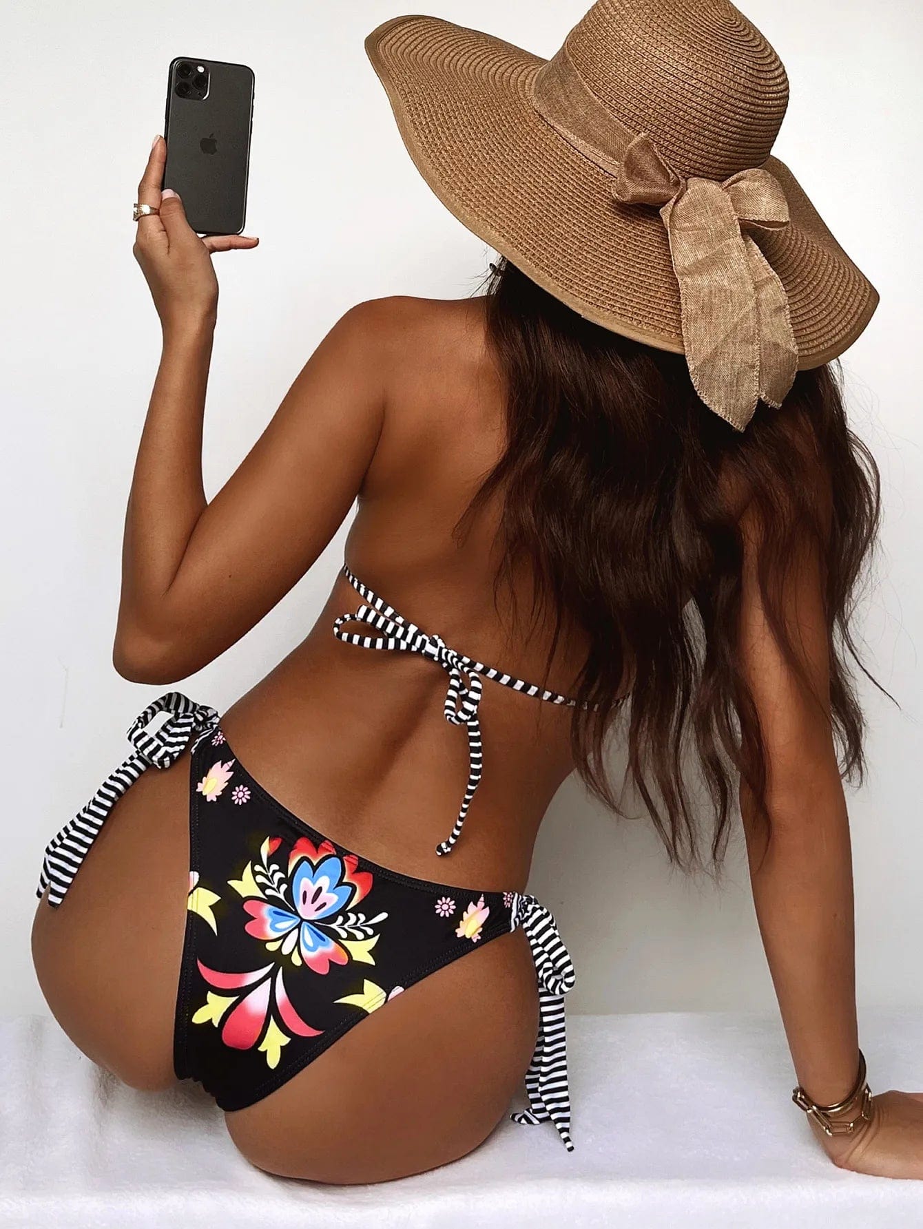 Bikinis 2024 Woman Floral Print Triangle Swimwear Womens Two-piece Swimsuit Sexy Lace-up Bikini Set Brazilian Bathing Suit