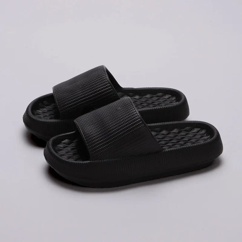 Black / 40-41 Women Thick Platform Cloud Slippers Eva Cfortable Non-Slip Home Slides Women Summer Lightweight Soft Sole Sandals Flip Flops