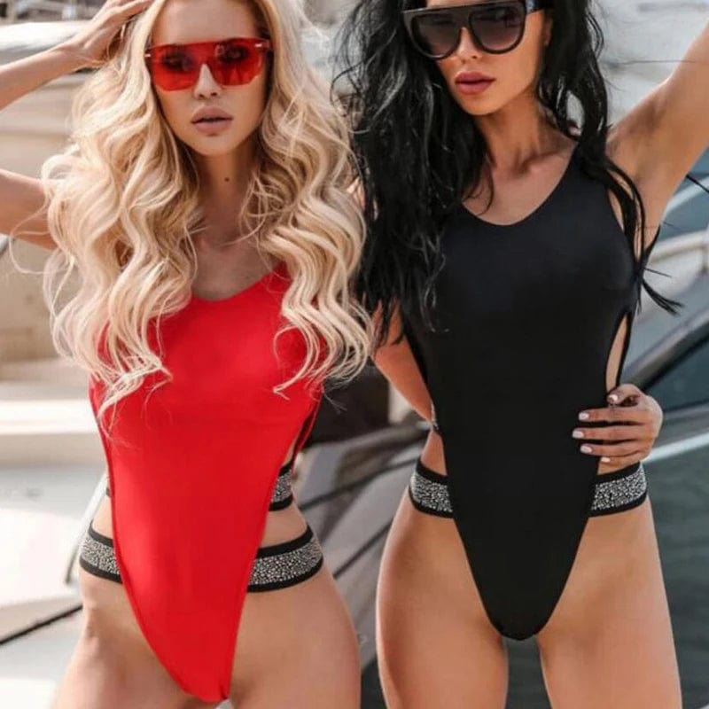 Black Bandage One Piece Swimsuit 2024 SexyBodysuit Beachwear Party Monokini