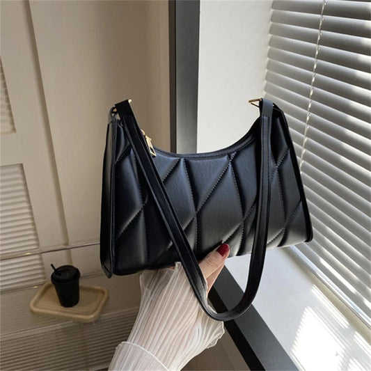 Black Black PU Leather Shoulder Bag Retro Solid Color Casual Female Hobos Handbags Women's Fashion Handbags Shopper Clutch Purse