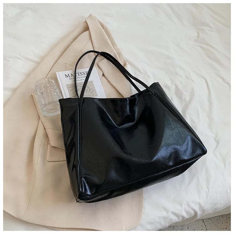 Black / CHINA Women Tote Bag Fashion Underarm Pouch Large Capacity Soft Pu Leather Shoulder Bag Retro Crossbody Bag Casual Portable Bucket Bag