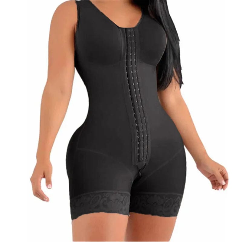 black / M Fajas Shapewear High Compression Bodysuit Girdles with Brooches Bust for Daily and Post-Surgical Use Slimming Sheath Belly Women