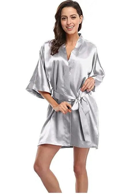 Blanc / XL Lingerie femme - Robe Mi-Longue en Soie