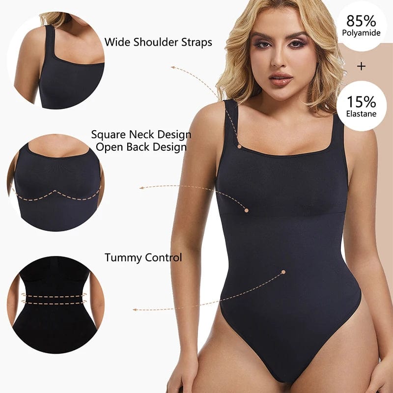 Bodysuits for Women Tummy Control Shapewear Seamless Square Neck Thong Bodysuit Sculpting Shaper Tank Top Jumpsuit