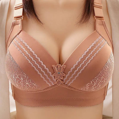 Brick red / 105C New High-grade Large Size Thin Cup Beauty Back Underwear Comfortable Adjustment Breathable Sweat-Absorbing Women Bras Ropa Mujer