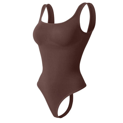 Brown / L / CHINA Bodysuits for Women Tummy Control Shapewear Seamless Square Neck Thong Bodysuit Sculpting Shaper Tank Top Jumpsuit