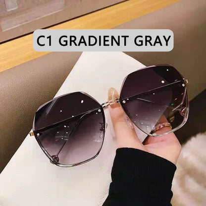 C1 / Other Round Sunglasses Women Brand Designer Gradient Fashion Sun Glasses Female Rimless Metal  Oculos De Sol luxury designer