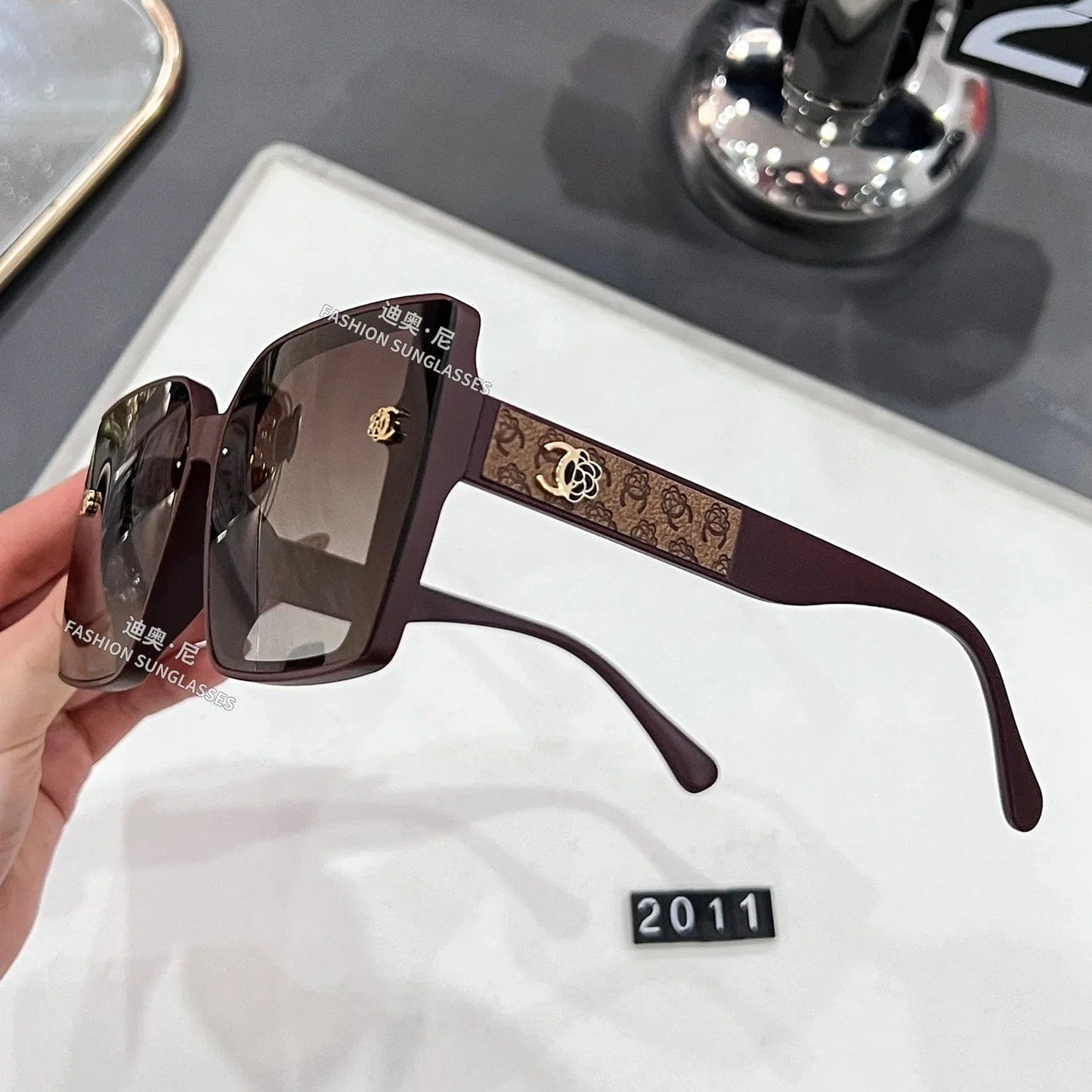 C4 / no case 2024 New Fashion Polarized Square Sunglasses Women Brand Design Oversized Sun Glasses Ladies Luxury Eyewears Oculos De Sol UV400