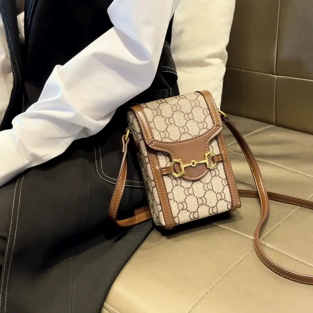 Café Sac à Bandoulière Femme à Motifs Rétro - Sac Portable pour Téléphone