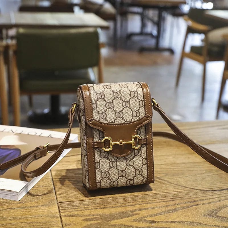 Café Sac à Bandoulière Femme à Motifs Rétro - Sac Portable pour Téléphone