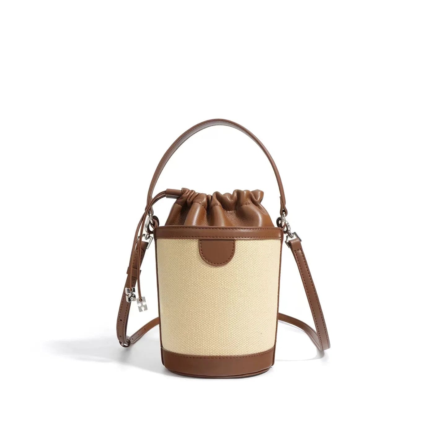 canvas brown / 12X12X16cm 2024 high quality Woven leather Bucket tote bags leisure women patchwork handbag shopper shoulder crossbody Summer bag mini