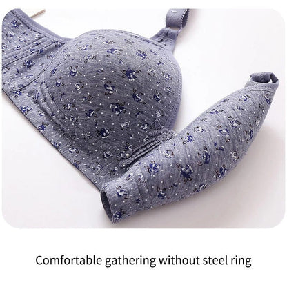 CD Cup Comfortable Breathable Tops No Steel Ring Printed Bra Push Up Bra Gathering Large Size CD Cup Women Lingerie Brassiere