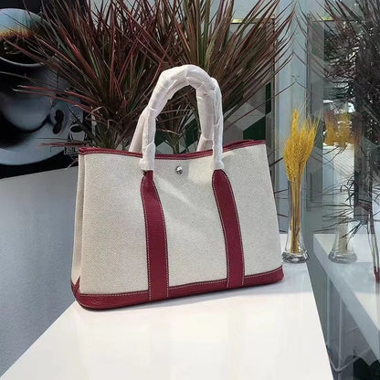 Classic Canvas garden party tote bags leather women handbag high quality designer commuter shopping travel bag