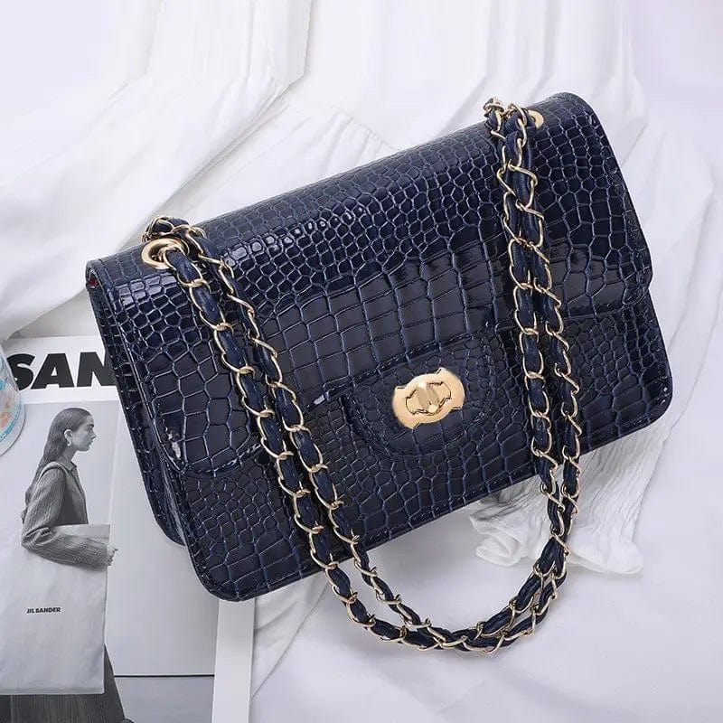 dark blue Handbags Luxury Brand Woman Bag New 2024 Korean Fashion Shoulder Crossbody Bags Chain Handbag Snakeskin Brand Women Clutch Purse