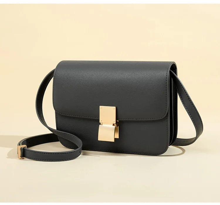 Dark Grey / 20CMX7CMX15CM Women's Bag Lady Luxury Box Bag Retro Tofu Small Square Shoulder Bag Messenger Female Split Leather Flap Handbag 2024