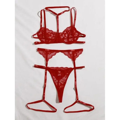 Ensemble de Lingerie Sexy en Dentelle Florale