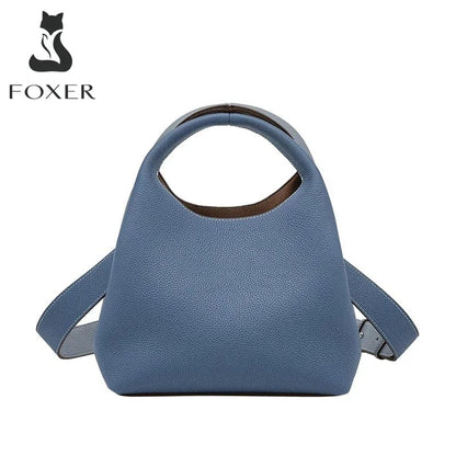 FOXER Genuine Leather Retro Shoulder Bag Women's Composite Crossbody Bag Lady Fashion Cowhide Messenger Bag Simple Small Handbag