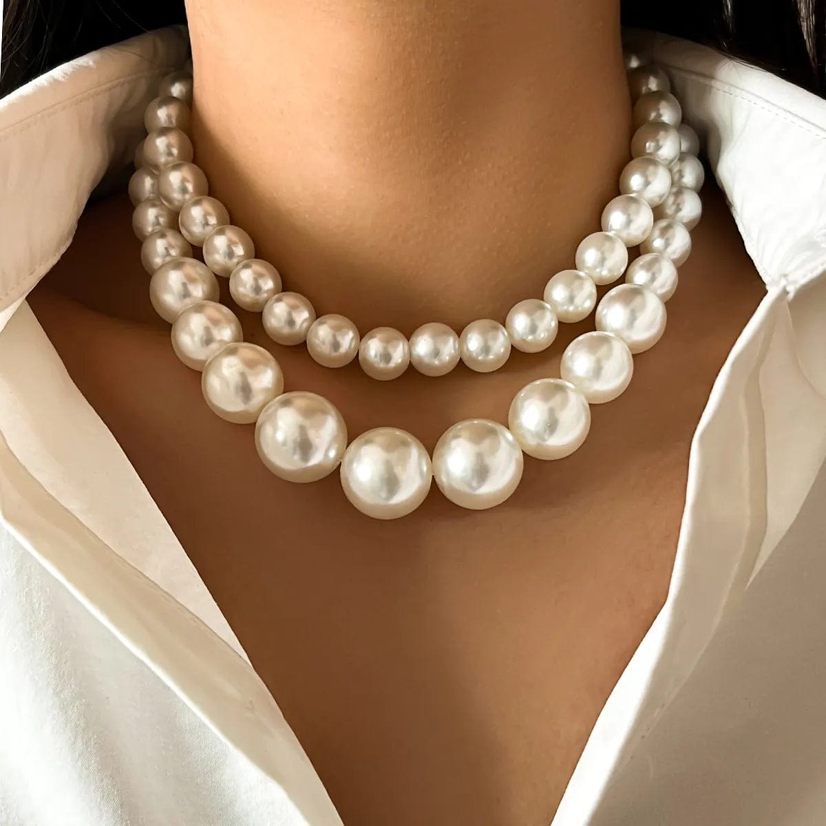 Gold Color IngeSight.Z Elegant 2pcs/set Imitation Pearl Beaded Choker Necklaces Collar for Women 2023 Wedding Bridal Party Jewelry Gift