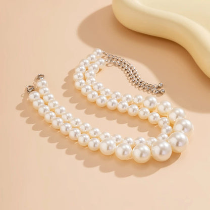 Gold Color IngeSight.Z Elegant 2pcs/set Imitation Pearl Beaded Choker Necklaces Collar for Women 2023 Wedding Bridal Party Jewelry Gift