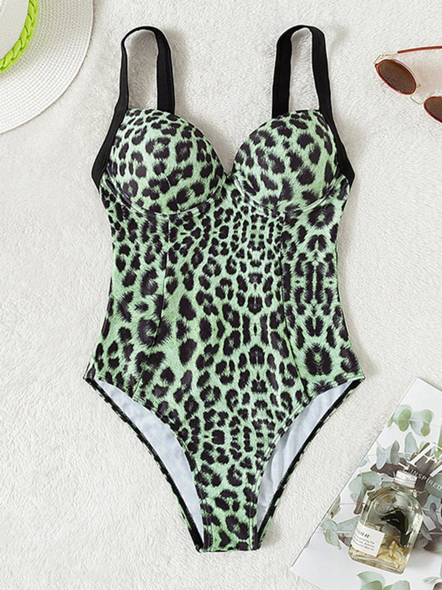 Green / S 2024 Leopard Swimsuit Women One Piece Sexy