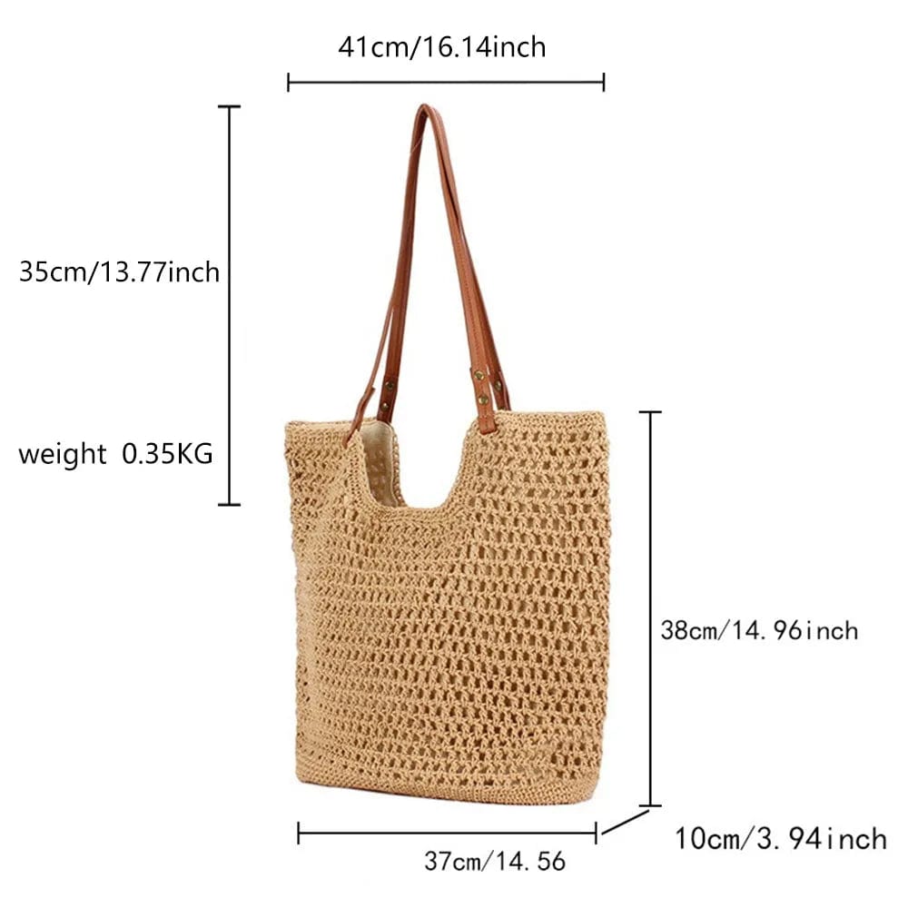 Hand-woven Women's Shoulder Handbag Bohemian  Summer Fashion Straw Beach Tote Bag Travel Shopper Weaving Shopping Bags 2024