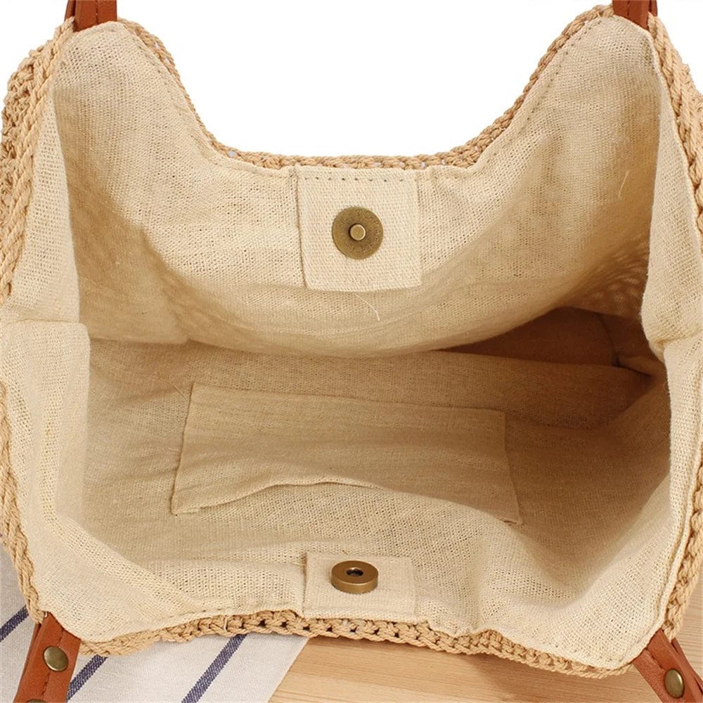 Hand-woven Women's Shoulder Handbag Bohemian  Summer Fashion Straw Beach Tote Bag Travel Shopper Weaving Shopping Bags 2024