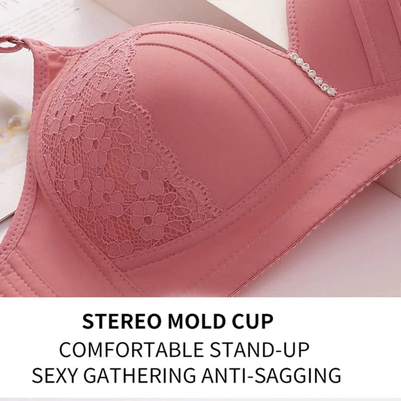 Large Size Fashion Glossy Women's Sexy Bra Gathering Adjustment Thin Mold Cup Push Up Top Three Row Button Mom Brasieres Mujer