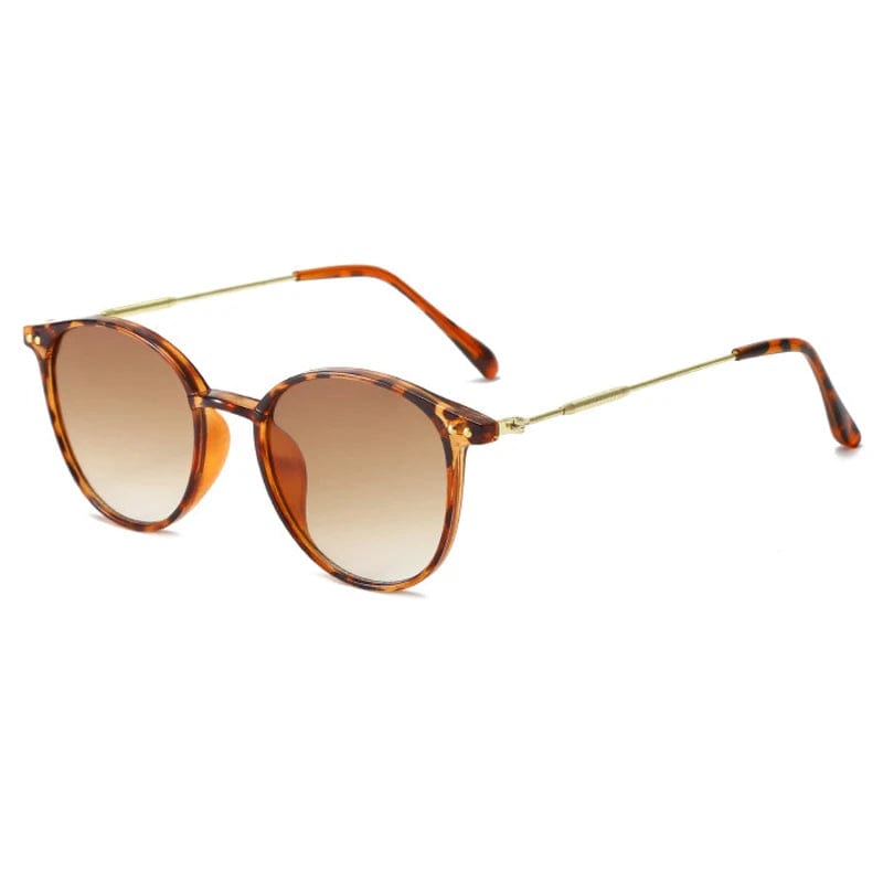 Leopard Lunettes de Soleil Rondes pour Femmes