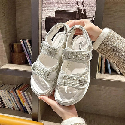 Luxury Woman Sandals Ladies Platform Shoes Designer Slides Outdoor Casual Beach Shoes Summer Non Slip Hook Loop Sandals Women