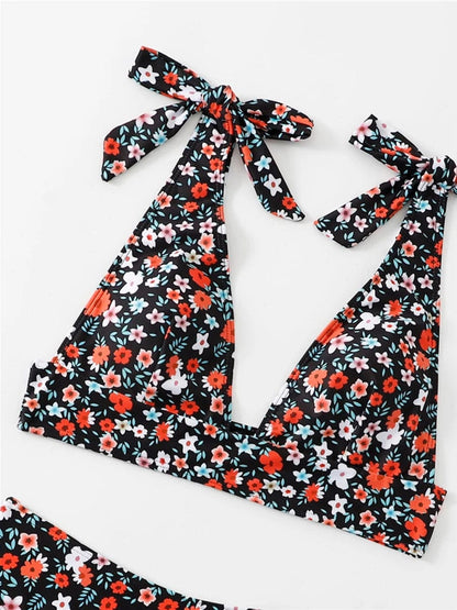 Maillot de Bain - Bikini Floral Taille Mi-Haute