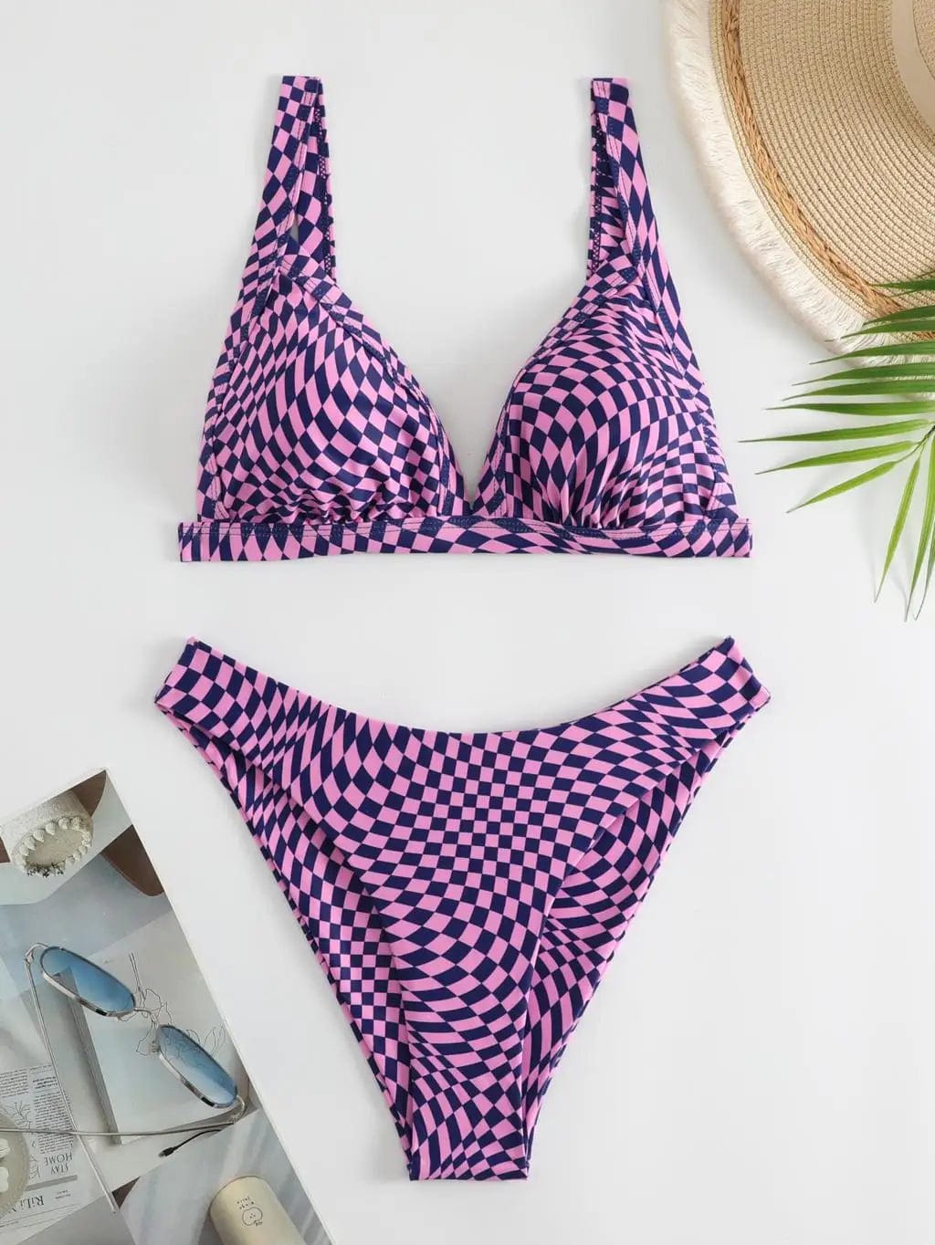 Maillot de Bain - Bikini Taille Haute à Motif Abstrait